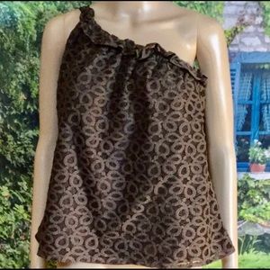 LEONA by Lauren Leonard 1-shoulder lacy lined top